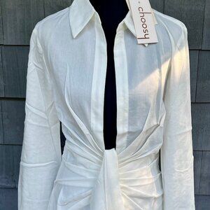 Crosby St White Plunging Shirt Dress by Choosy NWT Size 2